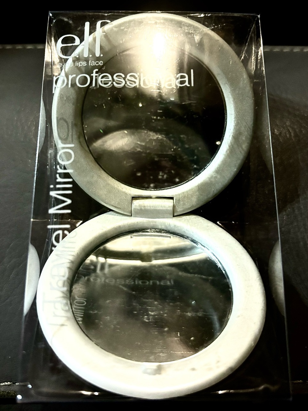 ELF Compact Double Round Makeup Mirror in Silver and Black